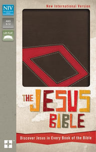 Clearance sale! The Jesus Bible: New International Version Italian Duo-Tone, Chocolate/Red, Discover Jesus in Every Book of the Bible; Ribbon Marker Imitation Leather – Import,