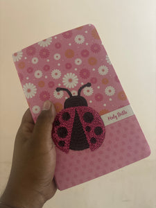 NIrV, Sequin Bible, Leathersoft, Pink LadyBug Sparkle Flexcover.