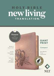 NLT Compact Giant Print Bible, Filament-Enabled Edition (Leatherlike, Rose Metallic Peony, Indexed, Red Letter) Imitation Leather – Large Print