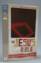 Load image into Gallery viewer, Clearance sale! The Jesus Bible: New International Version Italian Duo-Tone, Chocolate/Red, Discover Jesus in Every Book of the Bible; Ribbon Marker Imitation Leather – Import,
