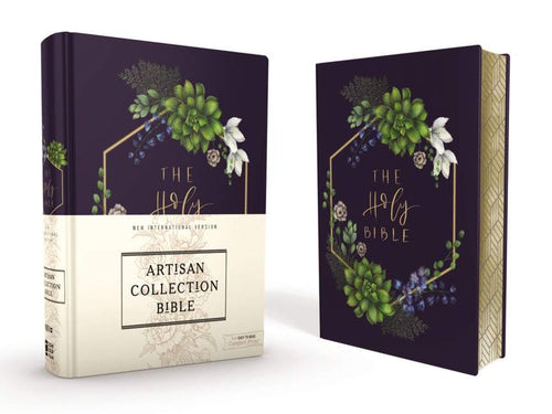 NIV, Artisan Collection Bible, Cloth over Board, Navy Flora